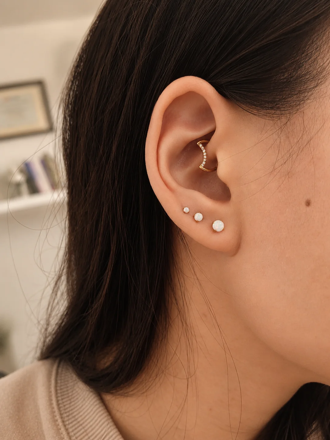 Placering af Daith piercing i øret